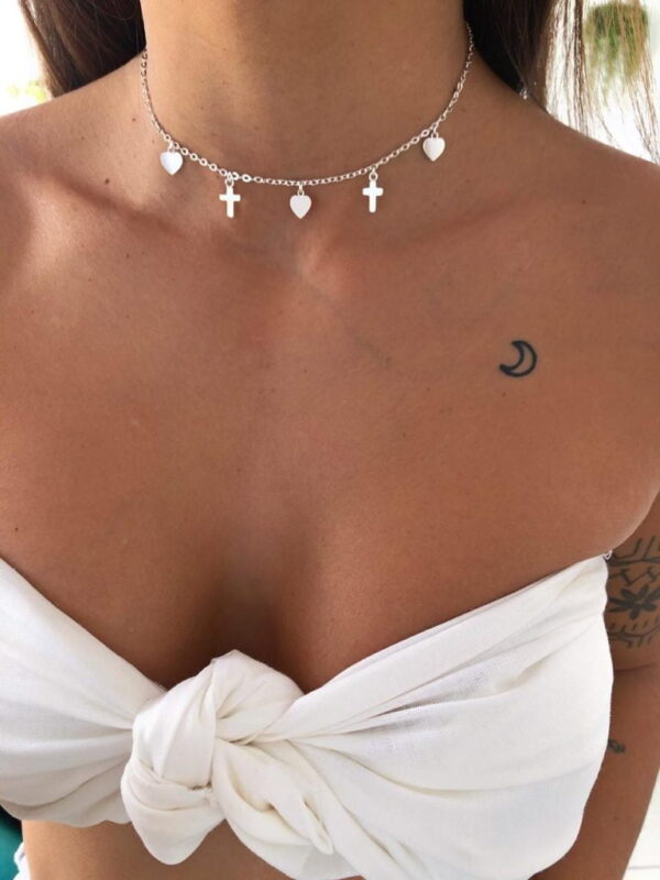 Choker de Coração e Cruz - Imagem 1