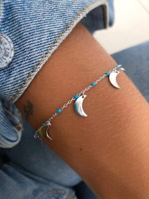 Pulseira azul + luas