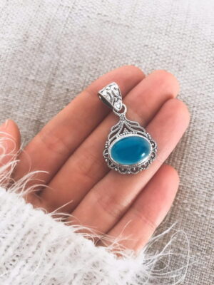 Pingente calcedonia azul