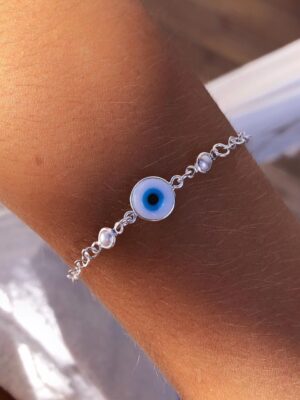 Pulseira de Olho Grego com Pérola