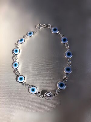 Pulseira de Olho Grego e Zircônia no Meio
