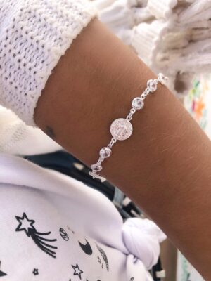 Pulseira Medalha de São Bento com Zircônia
