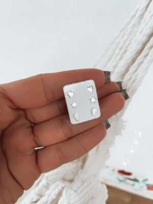 Kit de Brinco Estrela Coração e Gota