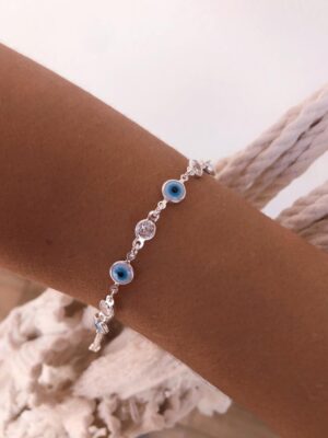 Pulseira com Vários Olho Grego e Zircônias