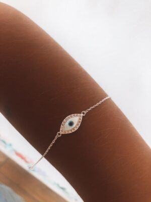 Pulseira Grumet com Olho Grego Cravejado