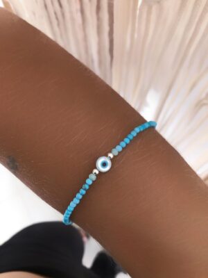 Pulseira Pedra Turquesa com Olho Grego