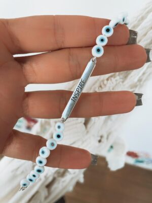 Pulseira Olho Grego com Plaquinha Inspire
