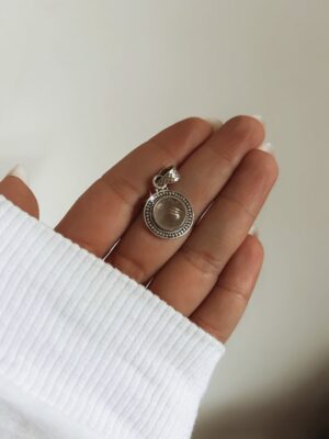 Pingente Lunar Pedra Da Lua Boho Borda Detalhes Oxidados