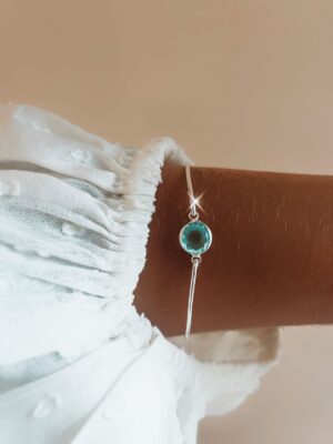 Bracelete Donatella Rígido Com Zircônia Azul
