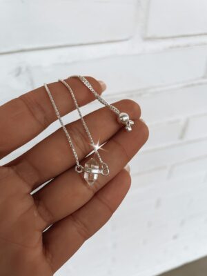 Pulseira Gravatinha Cristal Transparente Lapidada Duas Pontas