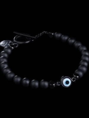 Pulseira Harington Ágata Preta Com Olho Grego Key