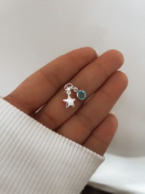 Pingente Duplo Ponto De Luz Azul Com Estrela