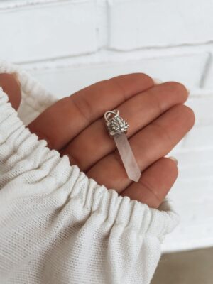 Pingente Quartzo Rosa Com Lótus