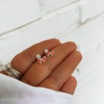 Brinco Laço Rosa Tarraxa Baby