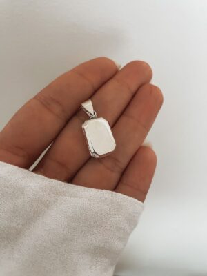Pingente Relicário Retangular Prata Branca