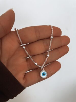 Pulseira Bolinhas Com Olho Grego Pendurado