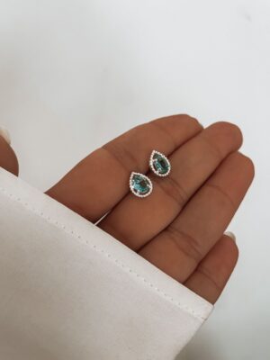 Brinco Gota Bolinhas Com Zircônia Verde