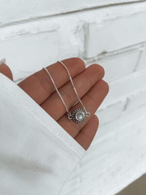 Pulseira Pedra Da Lua Redonda Com Detalhes Oxidados