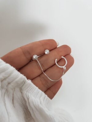 Brinco Bolinha Epicot Fio Com Piercing Fake