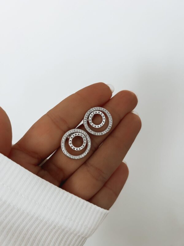 Brinco Inspiração Pandora 2 Círculos Cravejados - Imagem 1