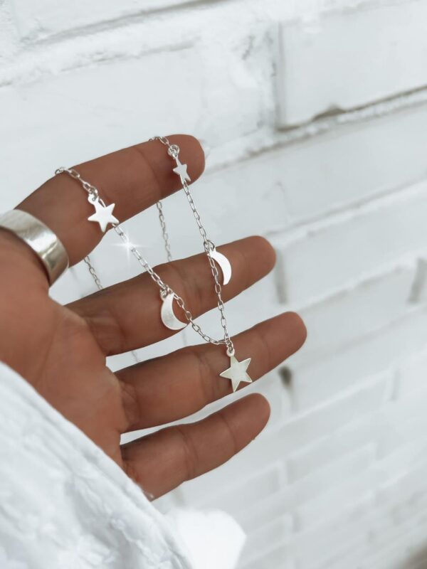 Choker Elo Grumet Com Luas E Estrelas Grandes - Imagem 1