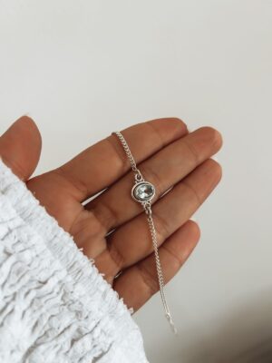 Pulseira Elo Grumet Com Pedra Natural Oval