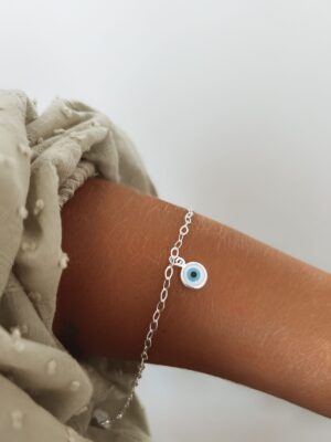 Pulseira Elo Grumet Com Olho Grego Resinado