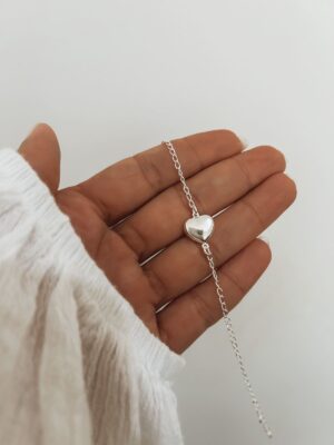 Pulseira Elo Grumet Com Coração Chapado