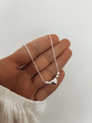 Pulseira Elo Quadrado Com Coração E Bolinhas Chapado