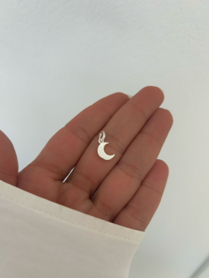 Pingente Meia Lua Grossinho Prata Branca