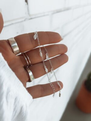 Pulseira Elo Grumet Com Folhinhas