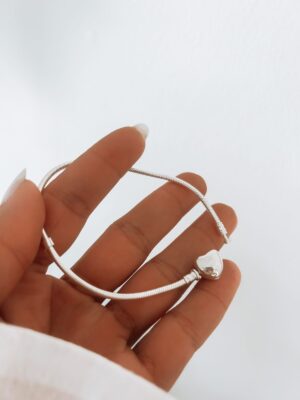 Pulseira Inspiração Pandora Com Fecho De Coração