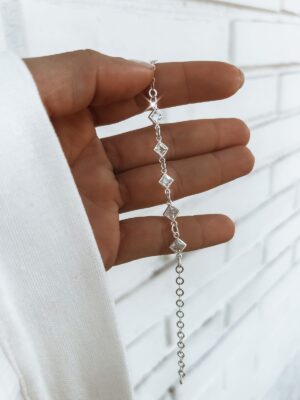 Pulseira Grumet Com 5 Zircônias Quadradas