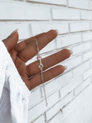Pulseira Infantil Com Duas Zircônias Coloridas