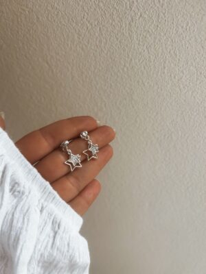 Brinco Pandora Estrela Dupla Cravejada