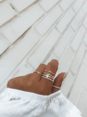 Anel Quatro Tiras Com Zircônia