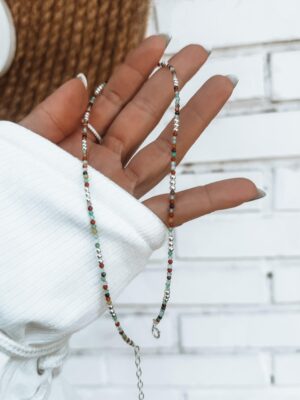 Choker Miçangas Importadas Com Bolinhas Prata