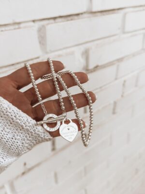 Gargantilha Bolinhas Com Coração Inspiração Tiffany C & O