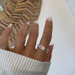 Anel Luna Aro Duplo Com Quatro Zircônias