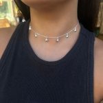 Choker Medalhas Penduradas Prata Branca
