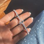 Bracelete Riviera Com Coração Cravejado De Prata Extensível