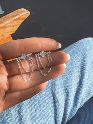 Brinco Van Cleef Com Zircônias E Correntes