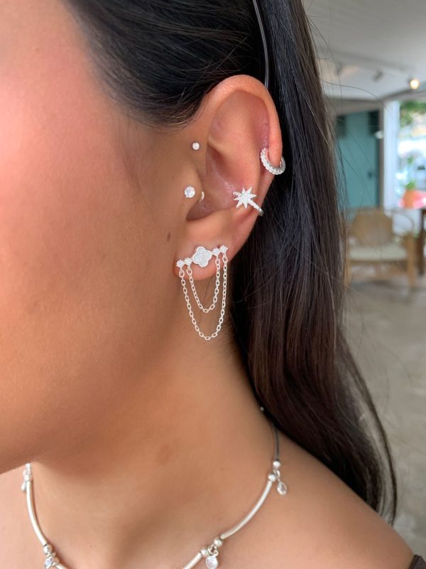 Brinco Van Cleef Com Zircônias E Correntes - Imagem 2