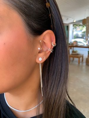 Brinco Ear Jacket Ponto De Luz Com Fios