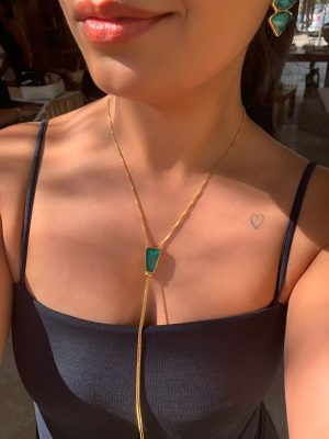 Gargantilha Gold Gravatinha Com Malaquita